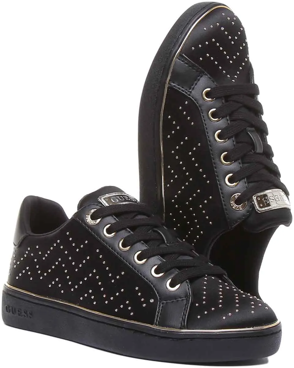 Guess Bikram 2 Active Women's Lace Up Casual Trainers In Black Gold