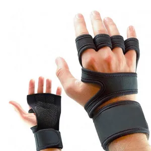 Half-Finger Sports Gloves Non-Slip Silicone Fitness Equipment Gloves Sports Compression Wristbands, Specification: L （Black）