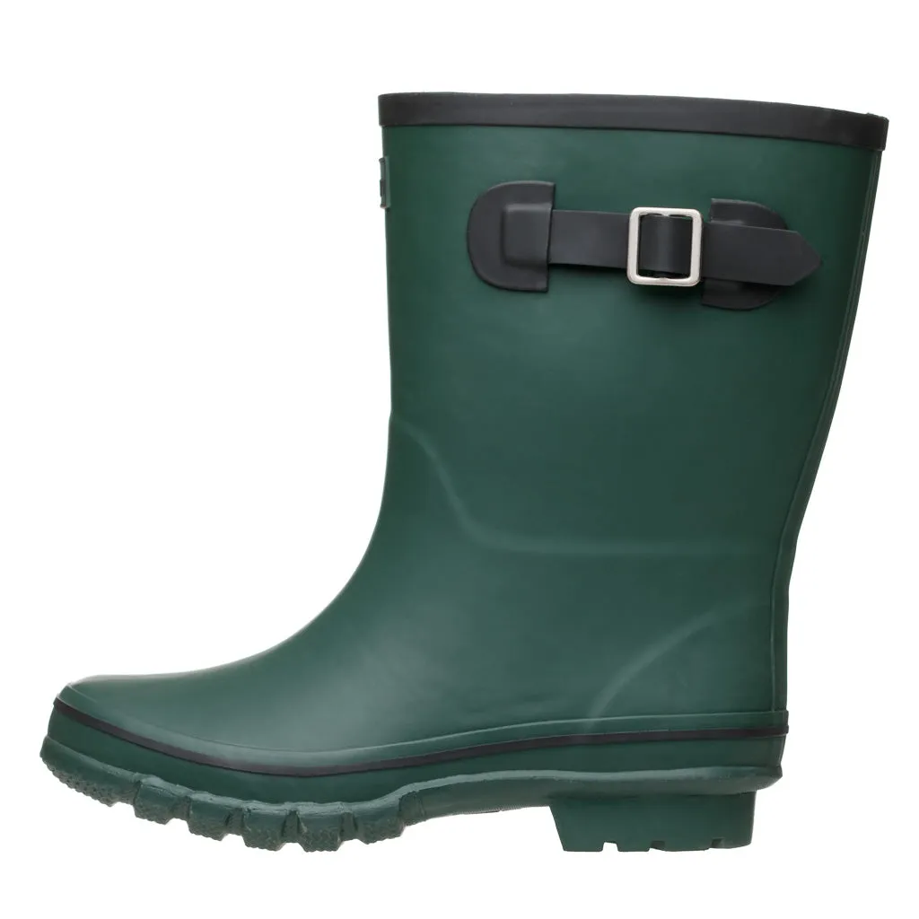 Half Height Green Rain Boots - Wide Foot and Ankle