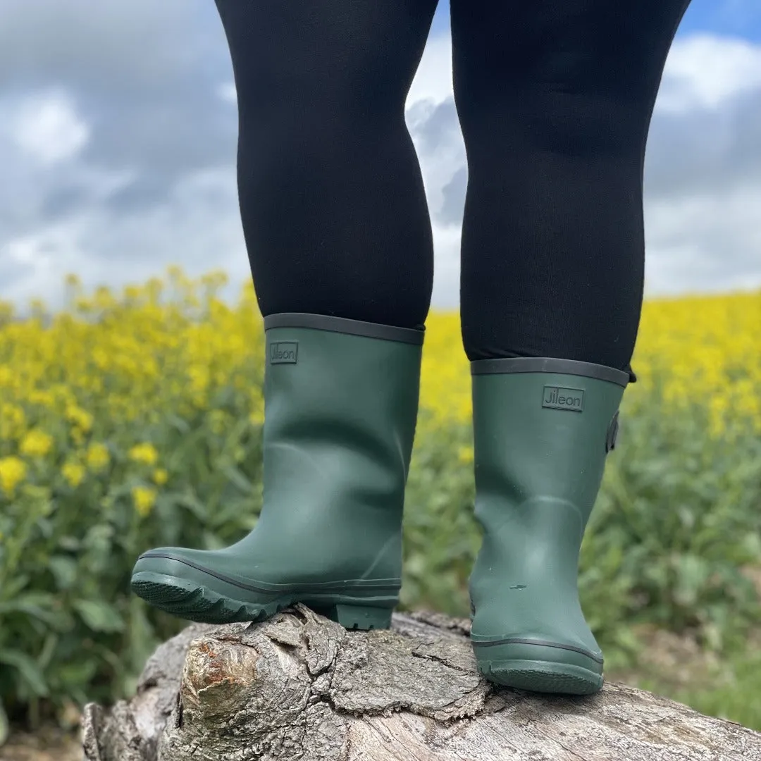 Half Height Green Rain Boots - Wide Foot and Ankle