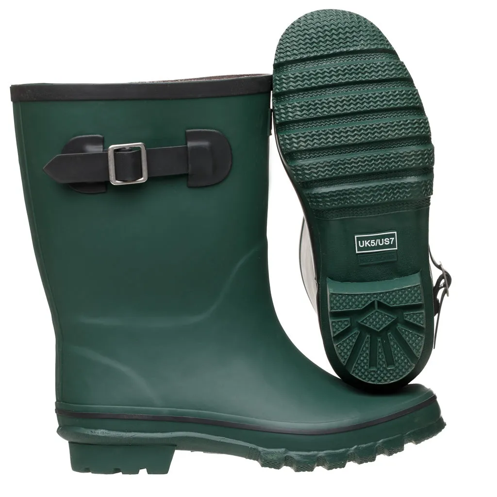 Half Height Green Rain Boots - Wide Foot and Ankle