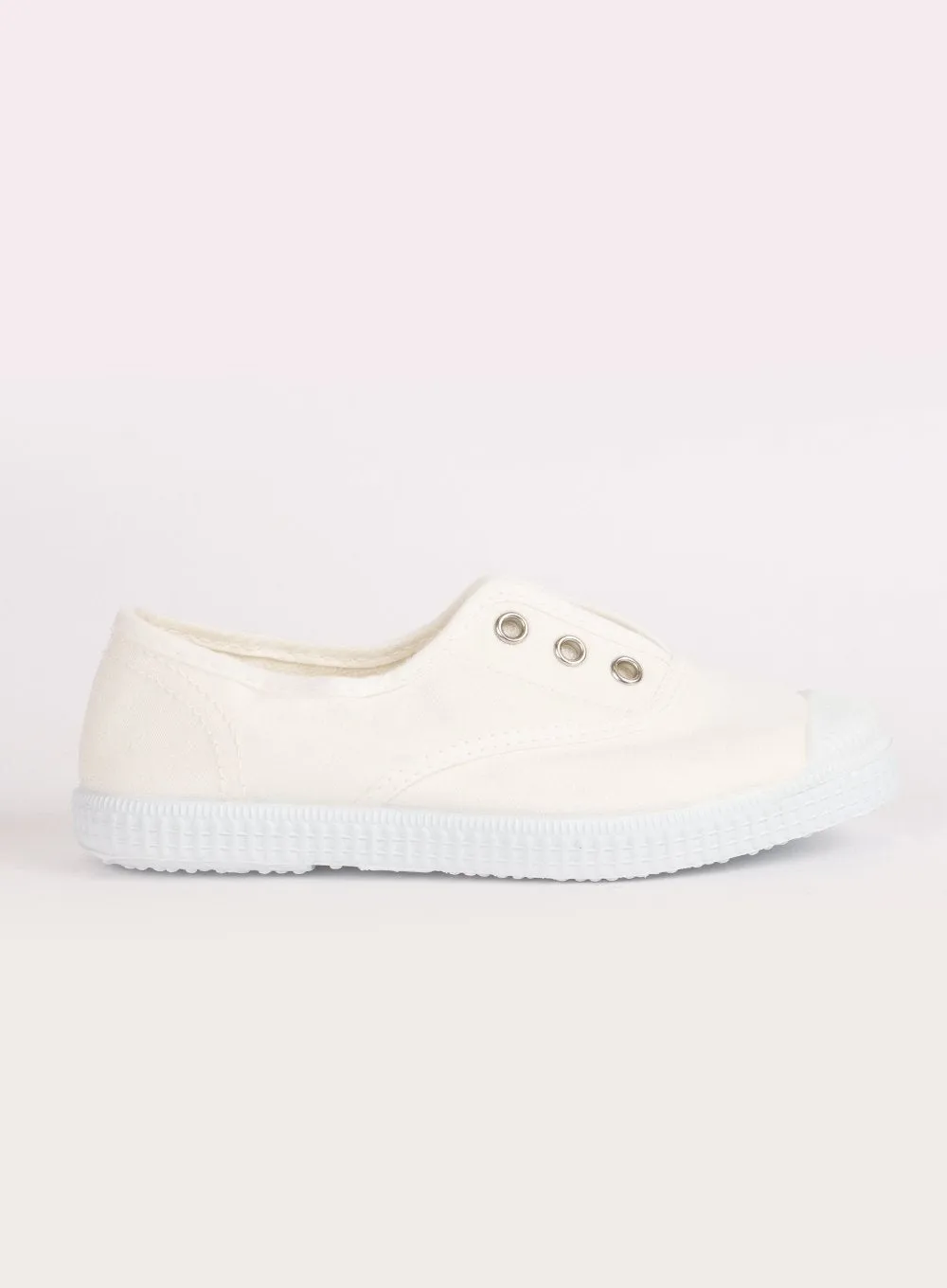 Hampton Canvas Plum Plimsolls in White