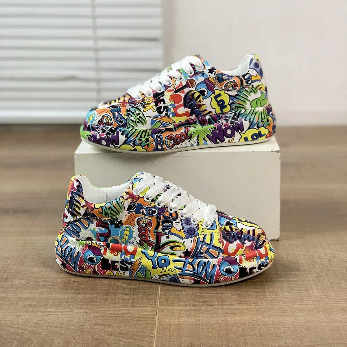 Hand-Painted Floral Canvas Sneakers for Women