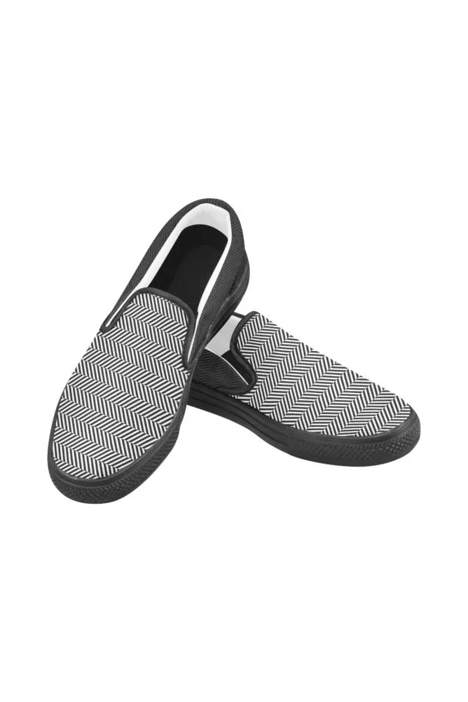 Herringbone Men's Slip-on Canvas Shoes (Model 019)