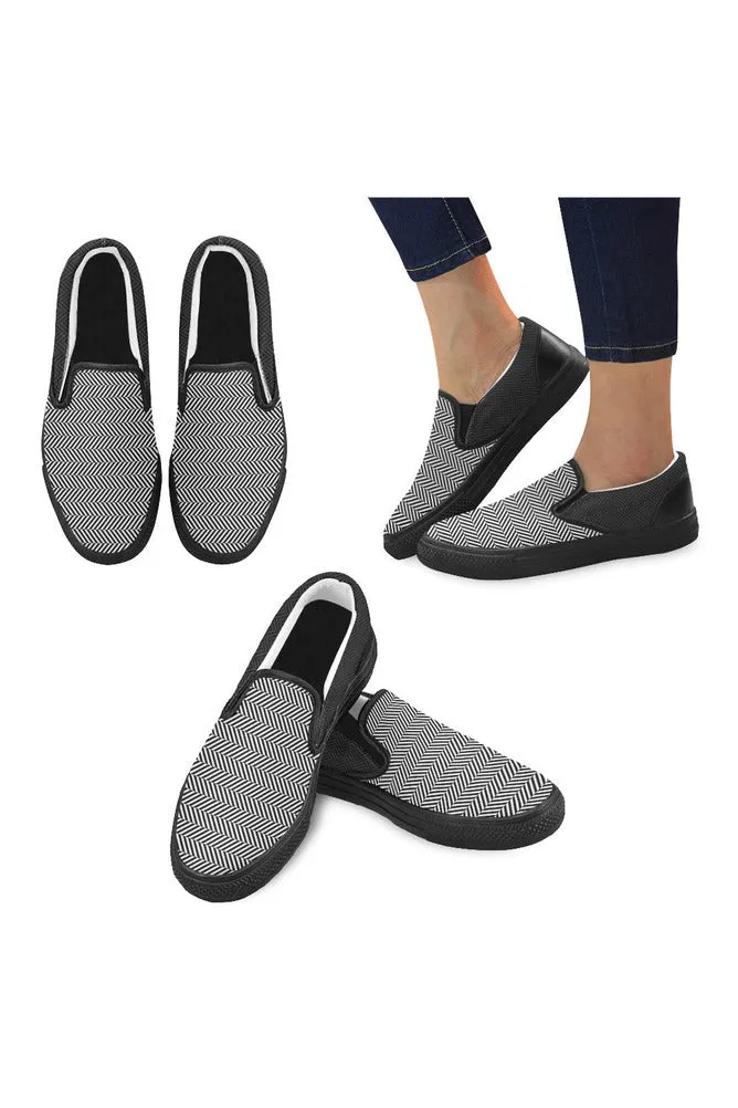 Herringbone Men's Slip-on Canvas Shoes (Model 019)