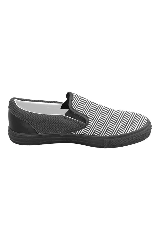 Herringbone Men's Slip-on Canvas Shoes (Model 019)