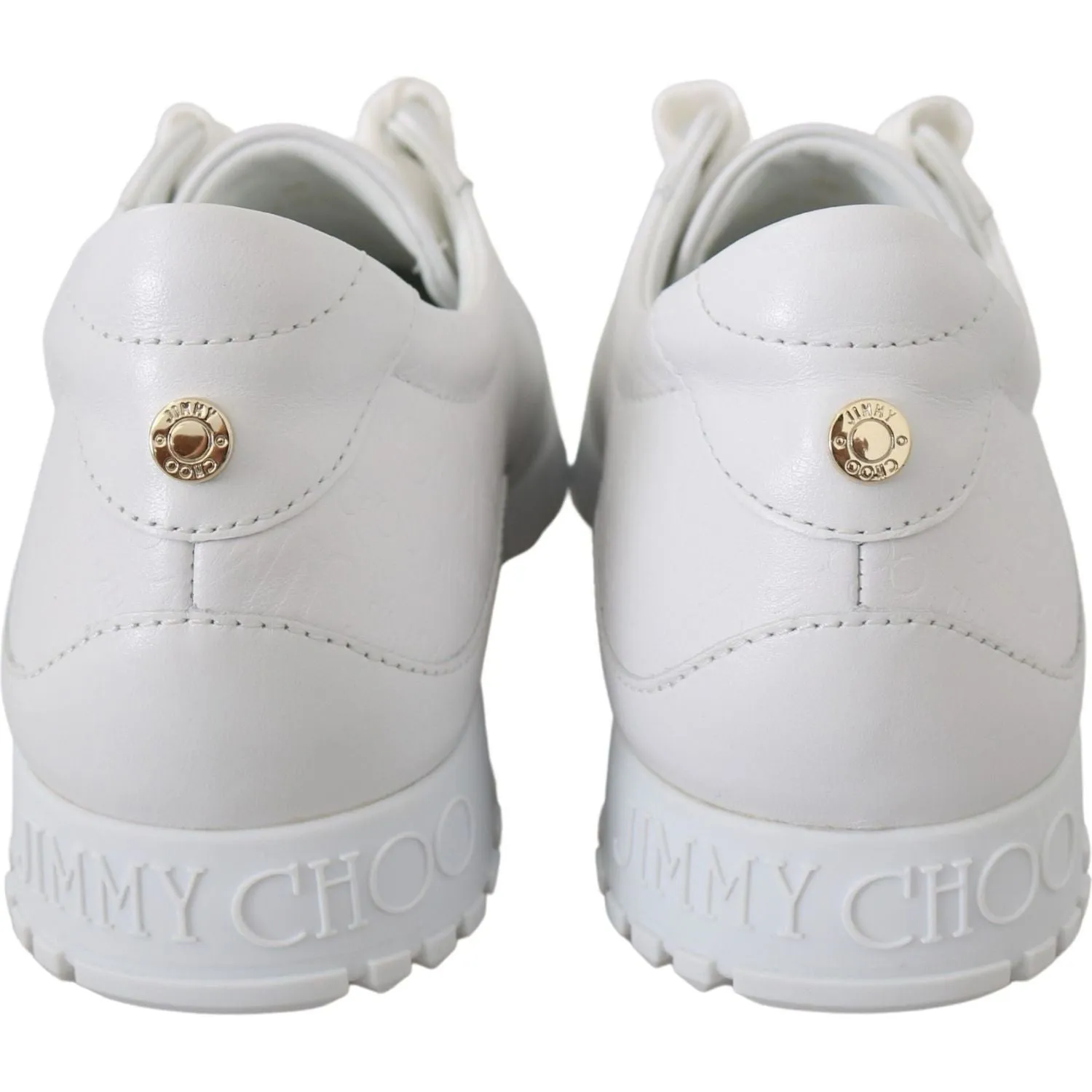 Jimmy Choo Elegant White Leather Sneakers