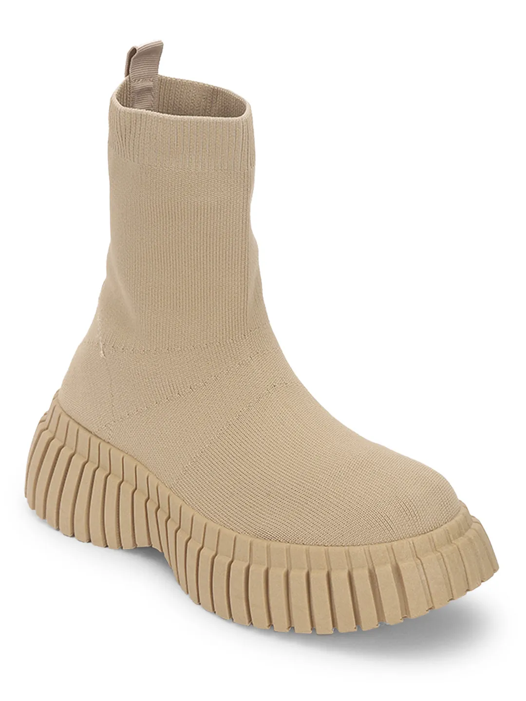 Khaki Knitted High-End-Fashion Stylish Ankle Boots (TC-RS3671-KHA)