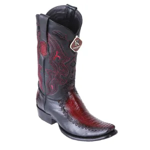 King Exotic Boots #479F0543 Men's | Men's Ostrich Leg Toe Boots Handcrafted Color Faded Burgundy