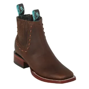 Los Altos Boots Women # 32B9940 Ladies Charro Short Boot Wide Square Toe| Style Rage Boots | Color Walnut