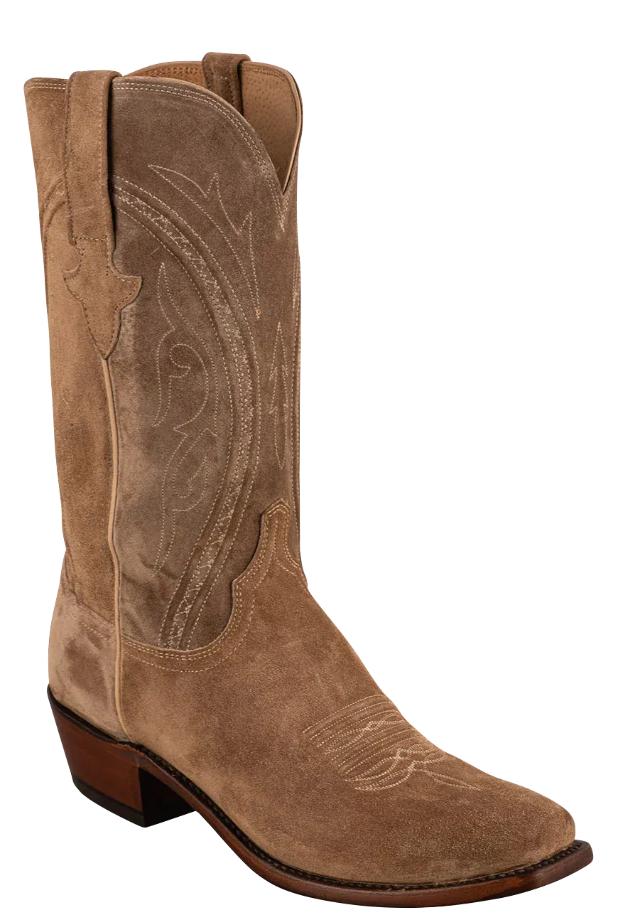 Lucchese Men's Suede Jessie Cowboy Boots - Tan