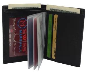 Men rfid safe minimalist front pocket wallet leather thin card case