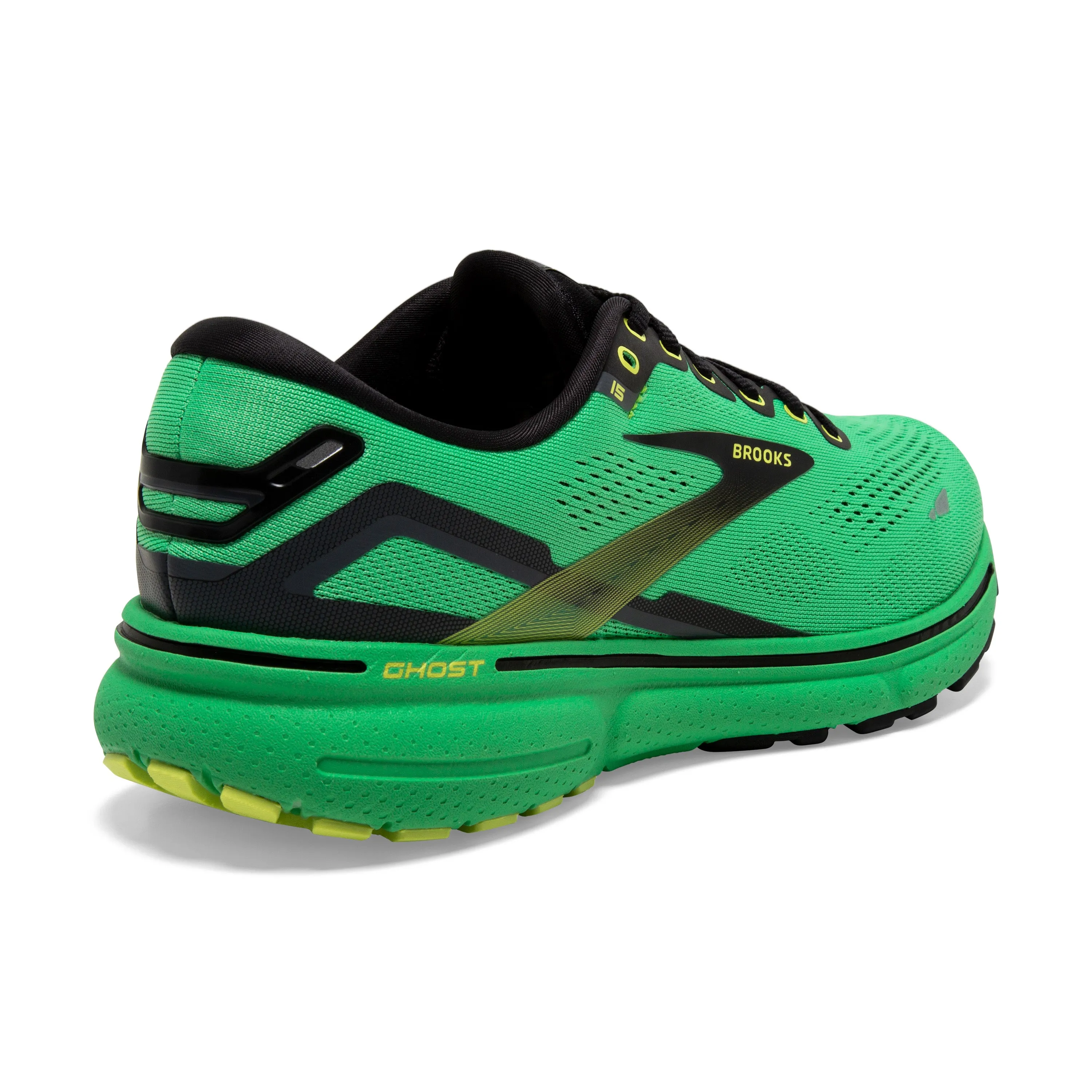 Men's Brooks Ghost 15 1103931D360 Color: Green/Black/Sharp Green