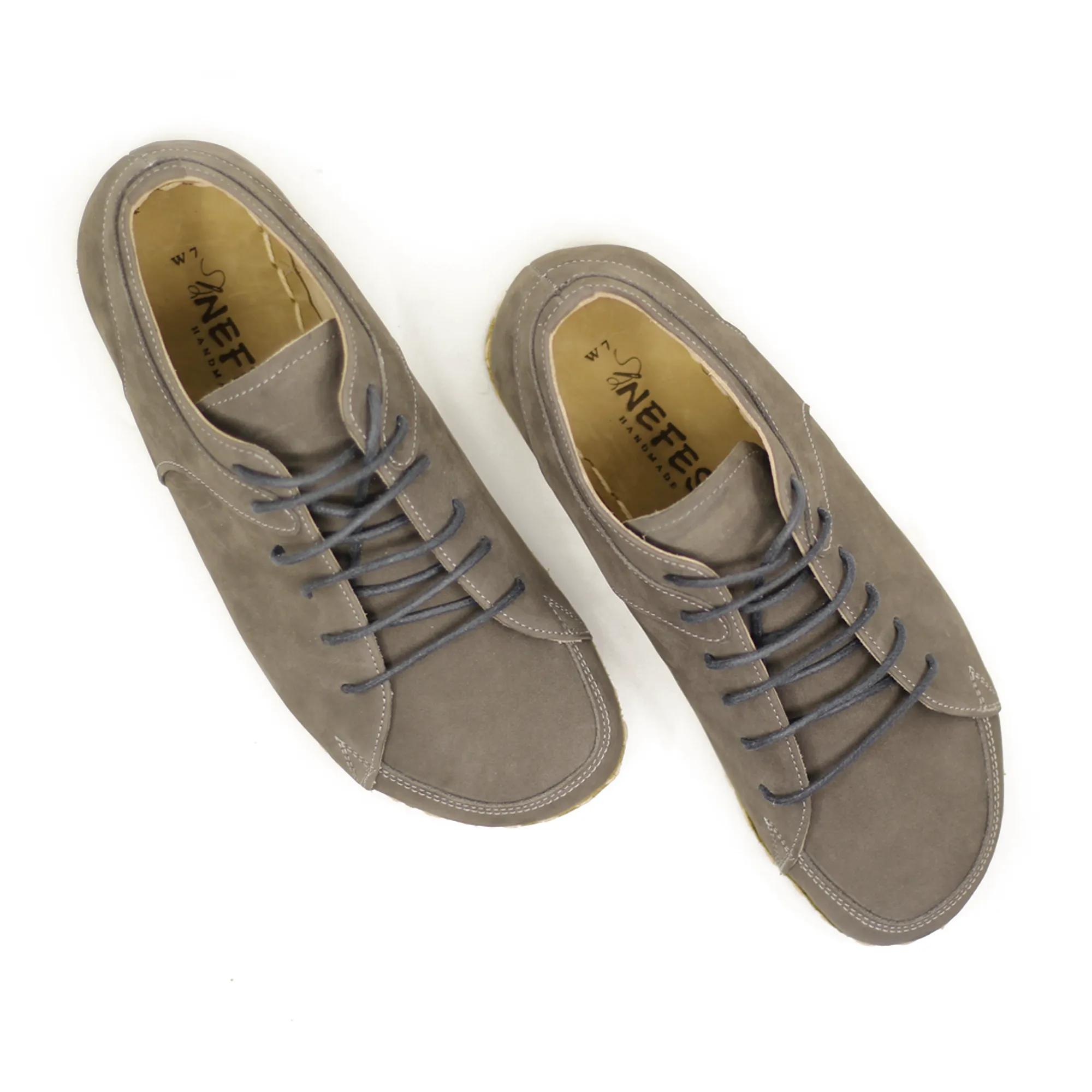 Men's Copper Rivet Earthing Leather Sneaker in Gray Nubuck