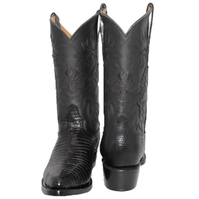 Men's Genuine Leather Lizard Print J Toe Cowboy Boot