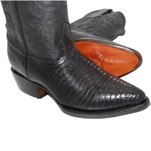 Men's Genuine Leather Lizard Print J Toe Cowboy Boot