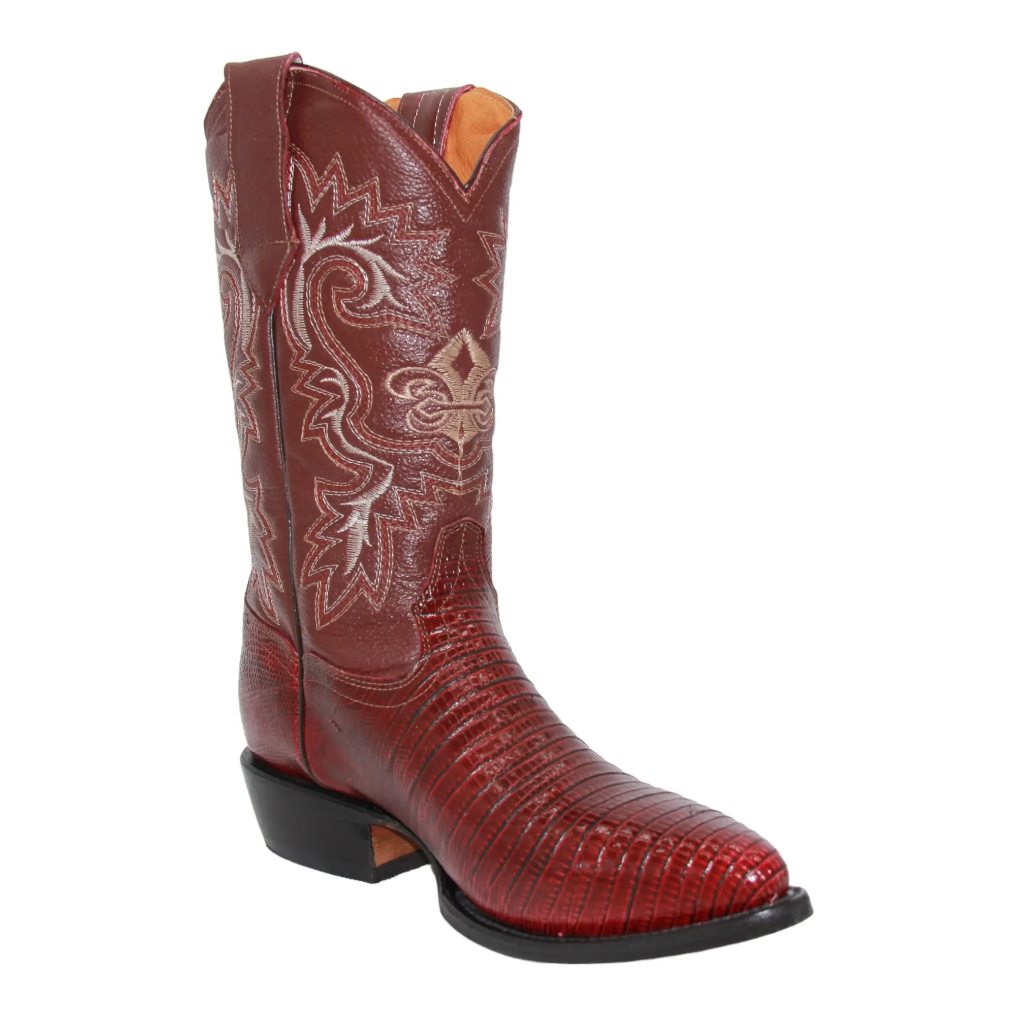 Men's Genuine Leather Lizard Print J Toe Cowboy Boot