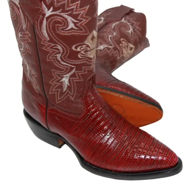 Men's Genuine Leather Lizard Print J Toe Cowboy Boot