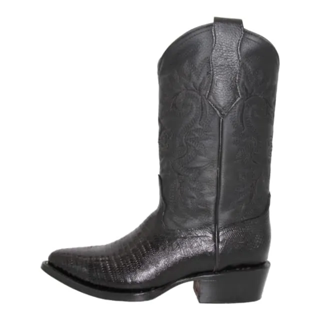 Men's Genuine Leather Lizard Print J Toe Cowboy Boot