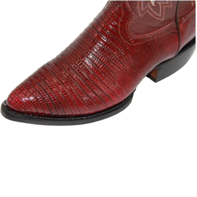 Men's Genuine Leather Lizard Print J Toe Cowboy Boot