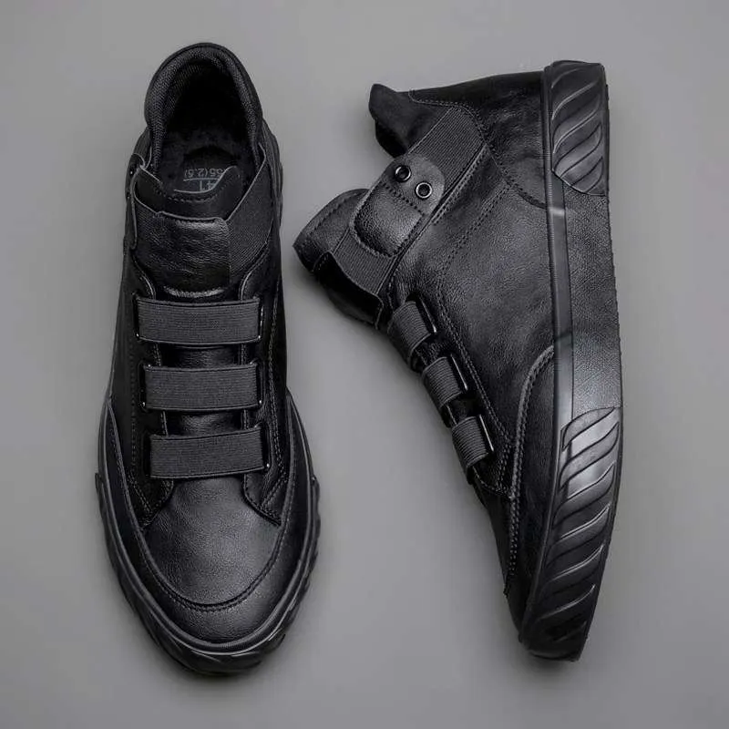 Men's High Top Leather Shoes Men Korean Version