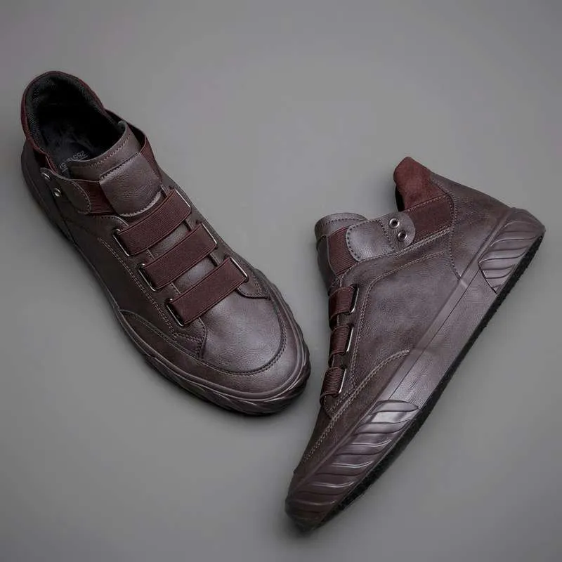 Men's High Top Leather Shoes Men Korean Version