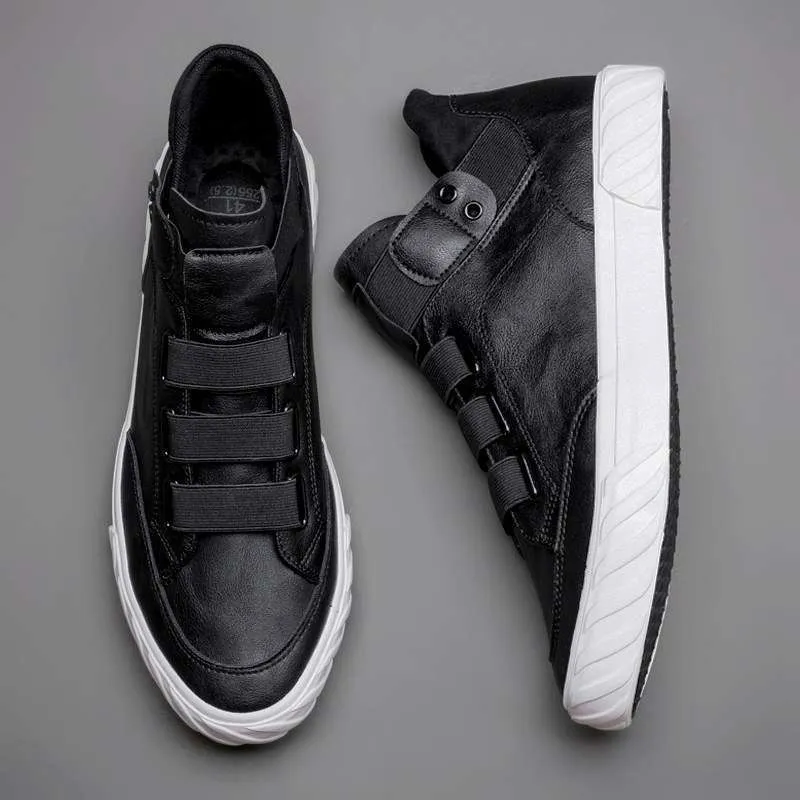 Men's High Top Leather Shoes Men Korean Version