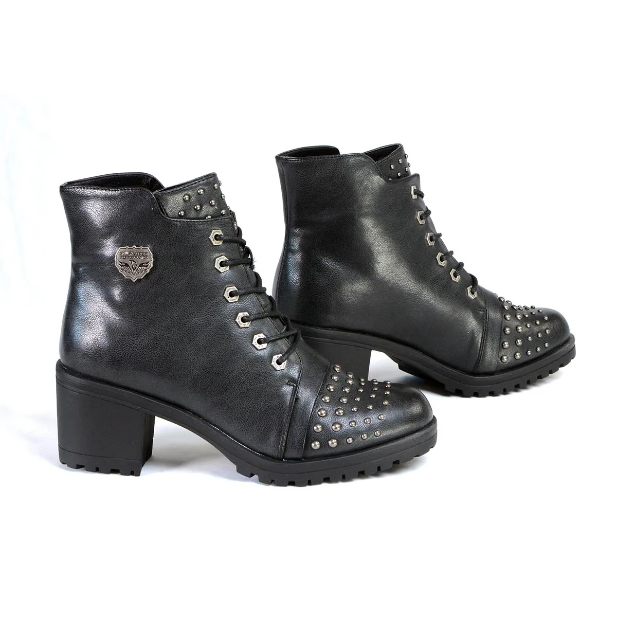 Milwaukee Leather MBL9426 Women's Distress Black Rocker Fashion Boots