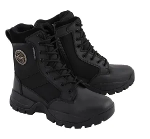 Milwaukee Leather MBL9495 Women Black Leather Tactical Boots with Side Zipper