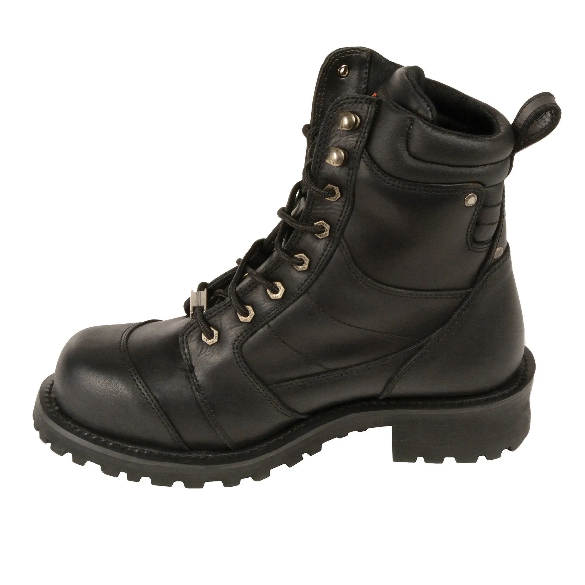 Milwaukee Leather Men's Classic Black Leather 8-inch Lace-Up Logger Motorcycle Rider Boots MBM9030