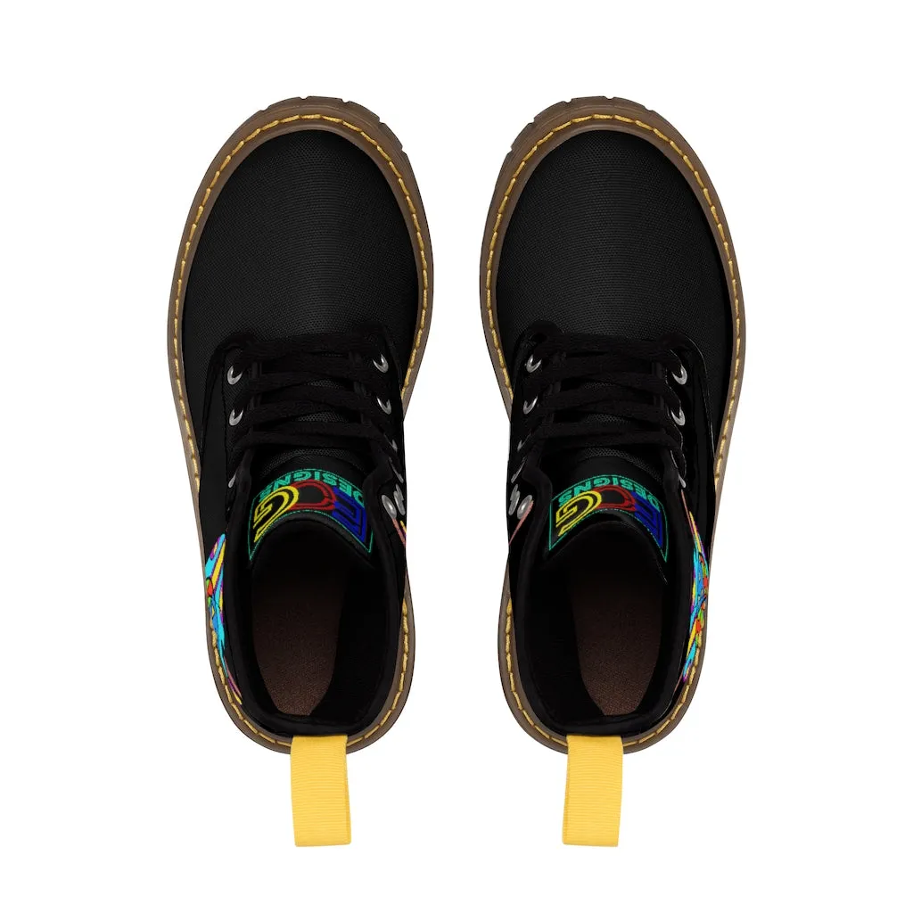 Multicolored Melted Popsicle Men's Canvas Boots