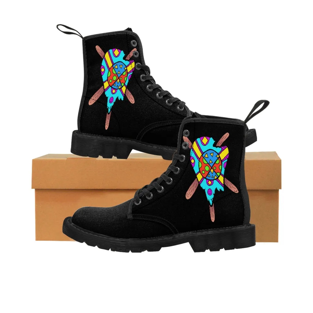 Multicolored Melted Popsicle Men's Canvas Boots