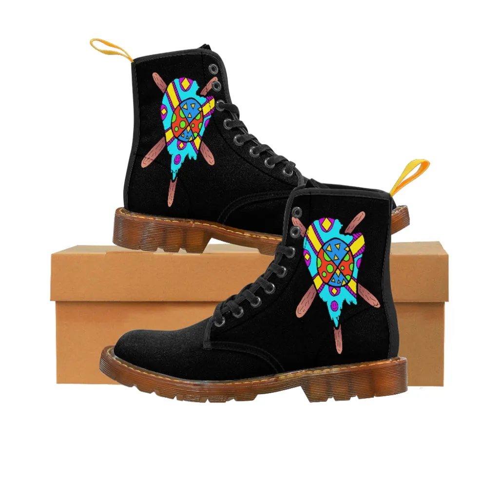 Multicolored Melted Popsicle Men's Canvas Boots