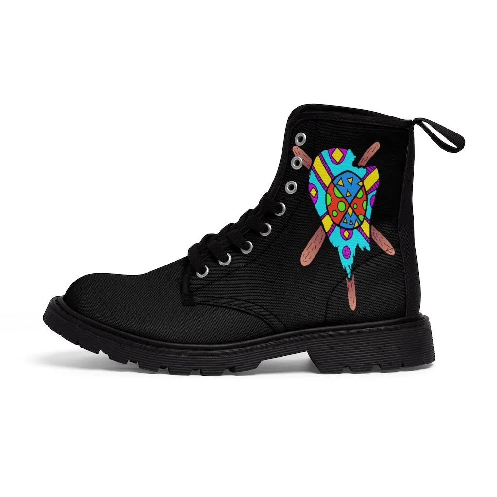 Multicolored Melted Popsicle Men's Canvas Boots