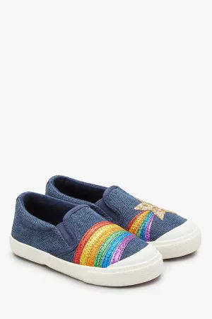 Next Denim Rainbow Younger Girls Skate Shoes