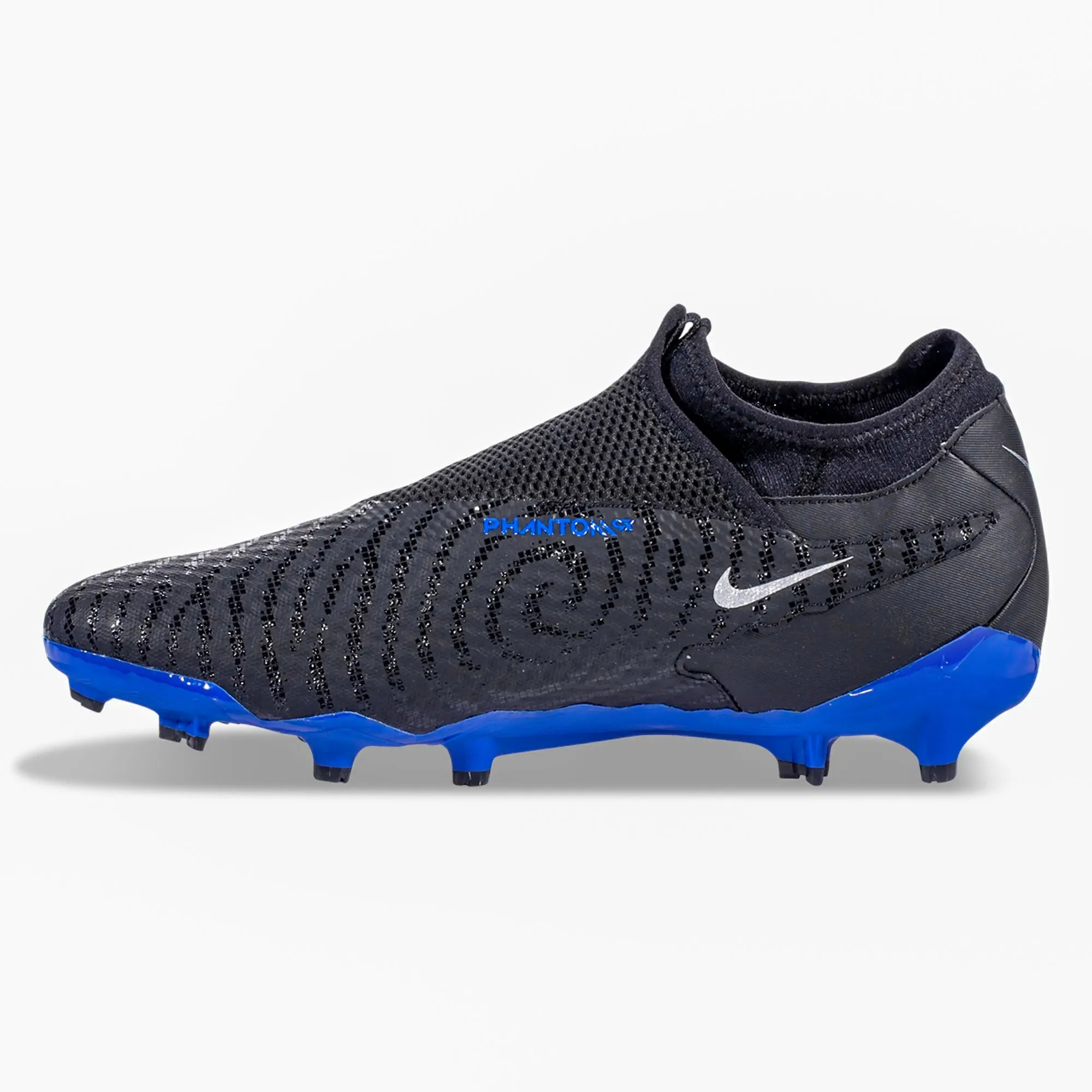 Nike Phantom GX Academy DF FG/MG Soccer Cleats (Black/Chrome-Hyper Royal)