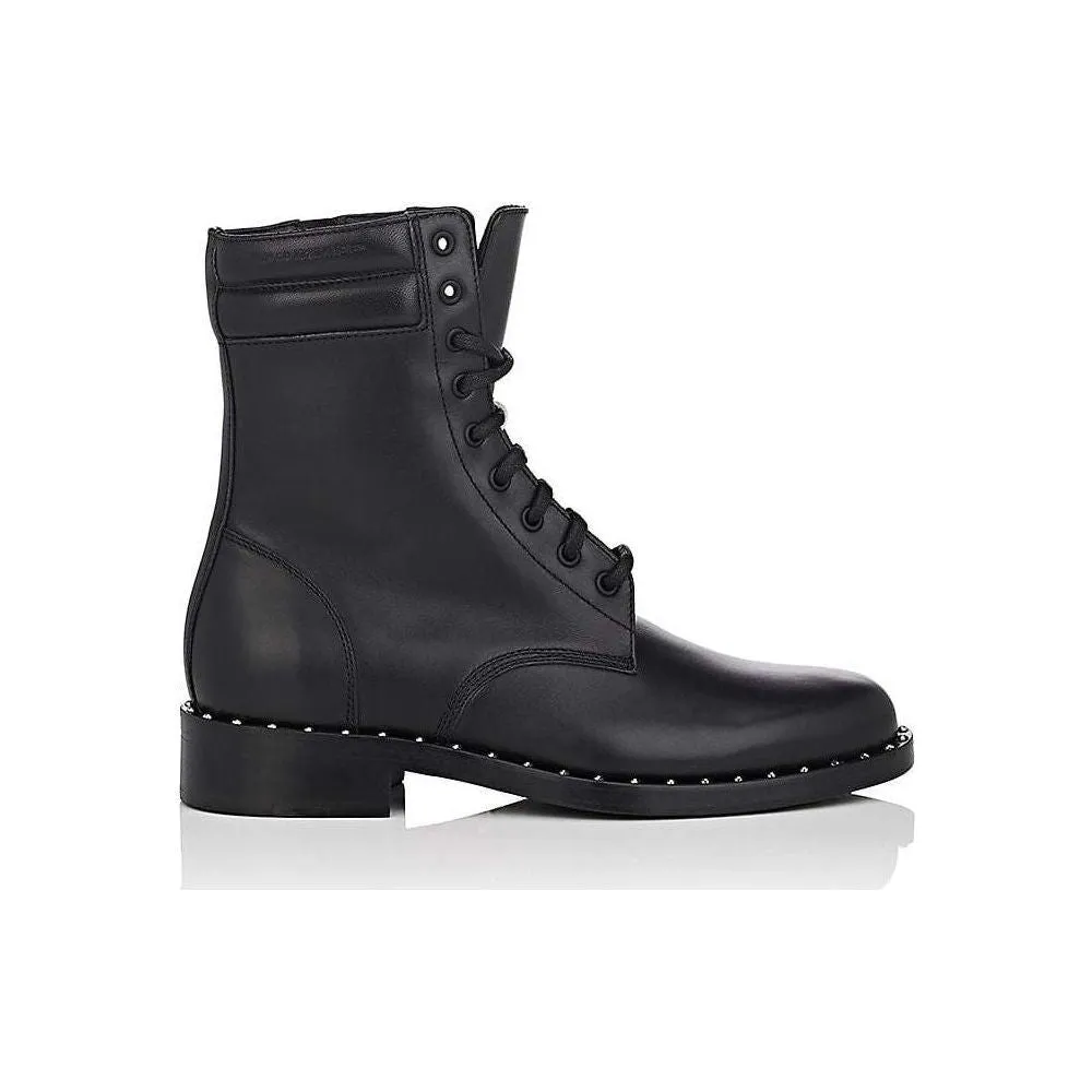 Off-White Studded Calfskin Lace-Up Ankle Boots