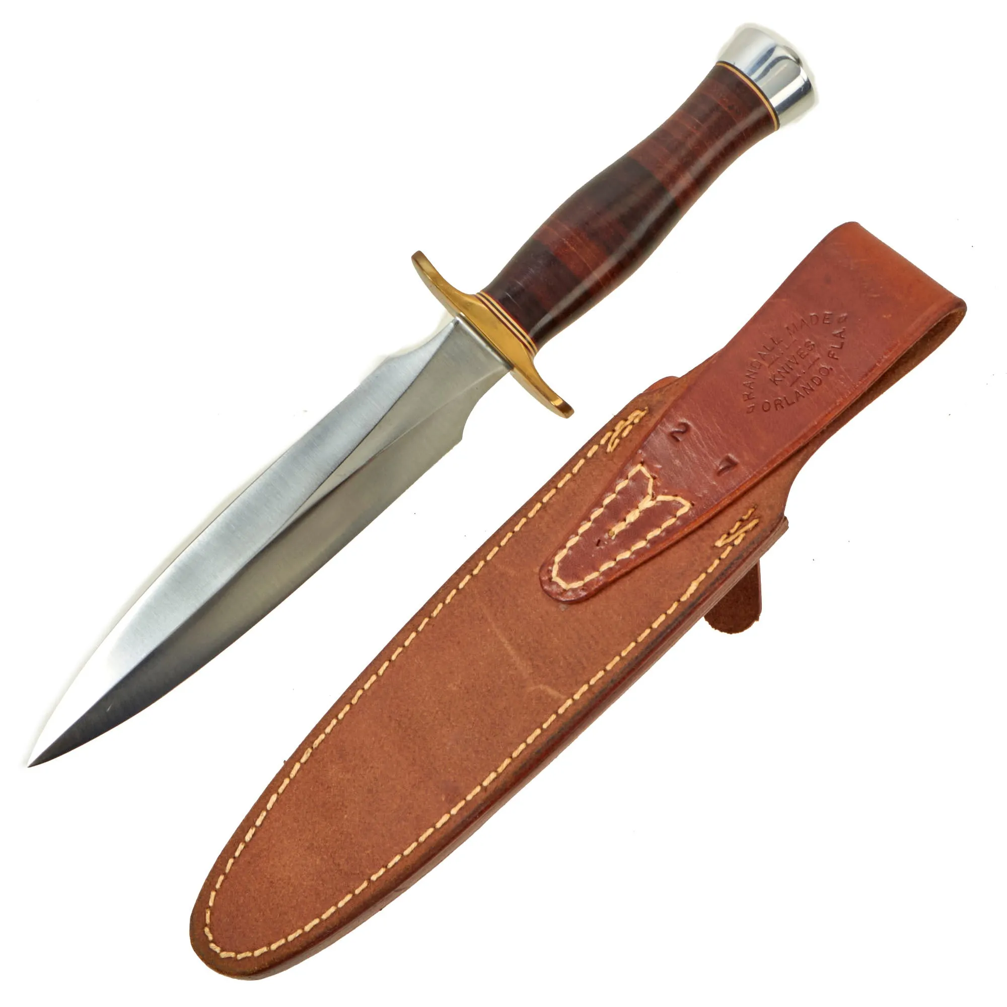 Original U.S. Vietnam War Era Excellent Randall Model 2 Fighting Knife With Original Whetstone and Sheath