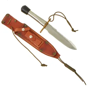 Original U.S. Vietnam War Randall Model 18 “Attack Survival” Crutch Hilt Survival Knife With Correct Sheath and Whetstone