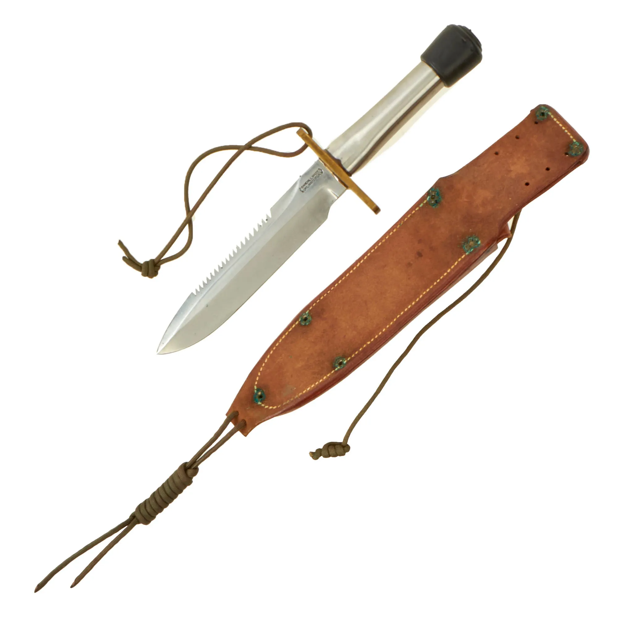 Original U.S. Vietnam War Randall Model 18 “Attack Survival” Crutch Hilt Survival Knife With Correct Sheath and Whetstone