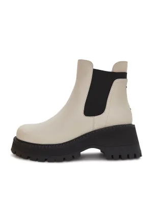 Platform Chunky Chelsea Boots - Beige