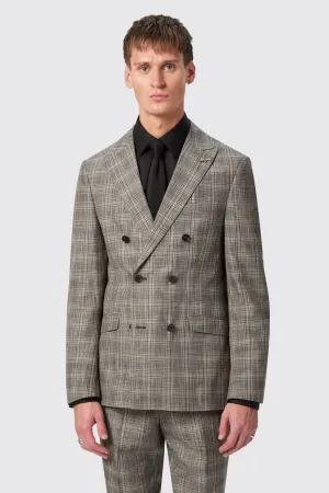 Plunkett Slim Fit Grey Check Double Breasted Jacket