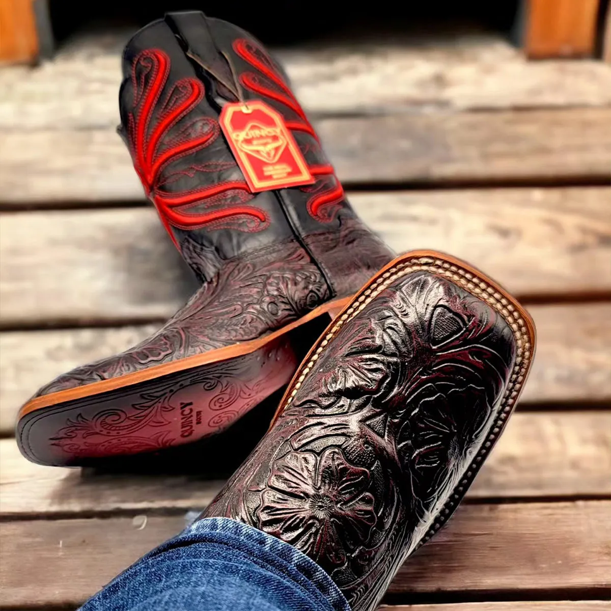 Print Hand-Tooled Cowboy Boots