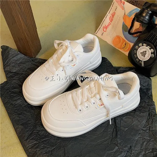 QWEEK Women Casual White Sneakers Japan Canvas Sports Flat Running Shoes Anime Platform Basket Tennis Vulcanize Harajuku Rubber