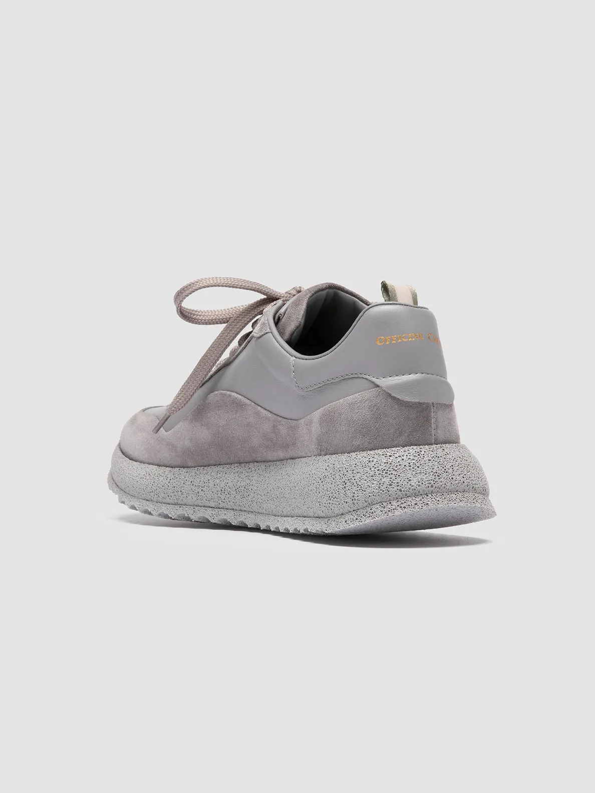 RACE RUBREX 101 - Grey Leather and Suede Low Top Sneakers