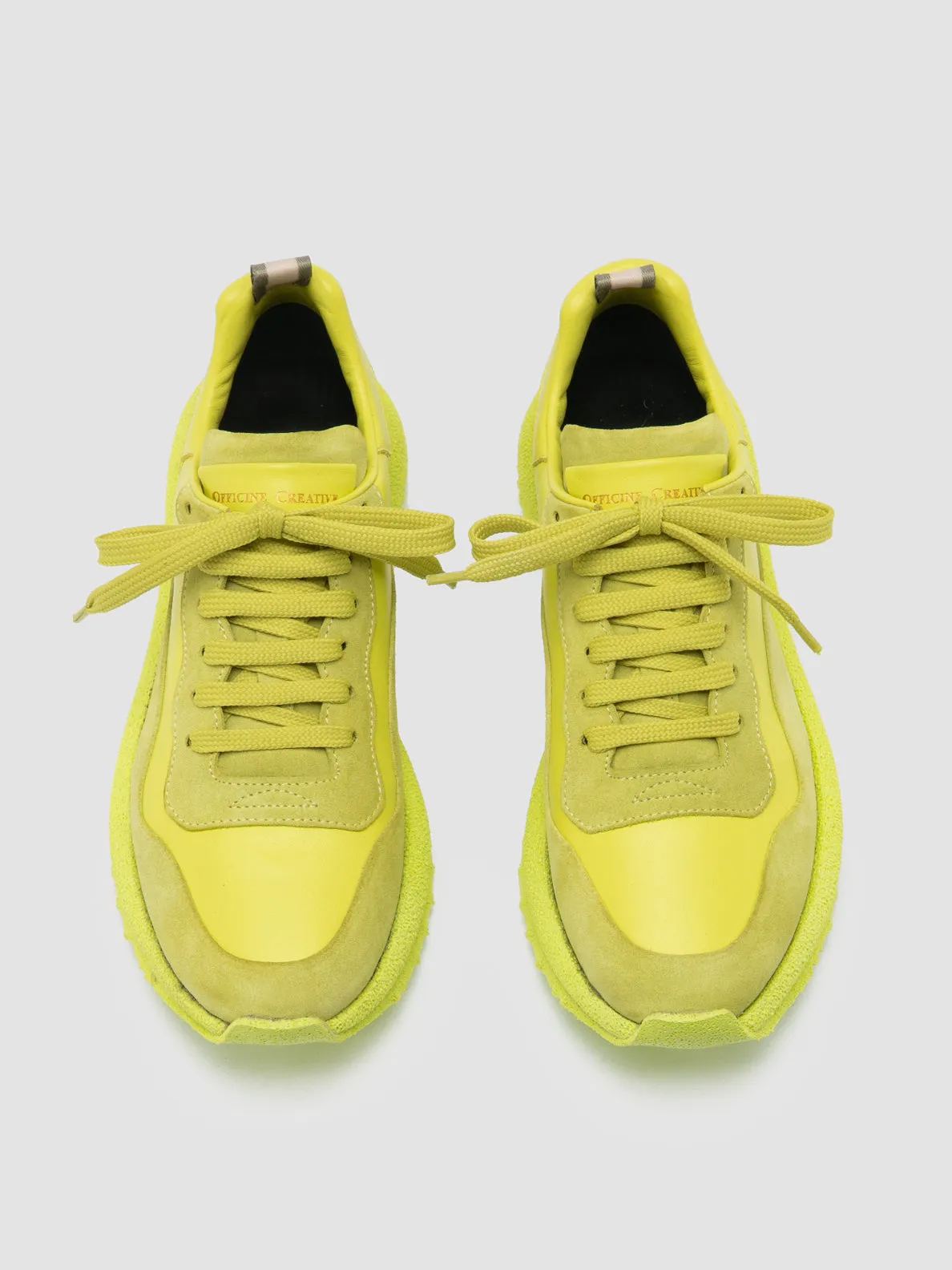 RACE RUBREX 101 - Yellow Leather and Suede Low Top Sneakers