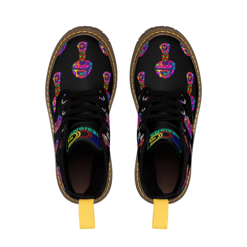 Rainbow Skull Shroom Women's Canvas Boots