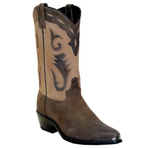 Sage Men's 12” Brown/Tan Leather Snip Toe Boots 4740