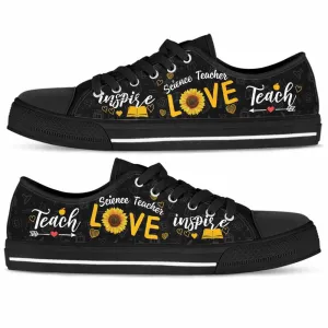 Science Teacher Sunflower Teach Love Inspire Low Top Shoes, Teacher Shoes, Low Top Sneakers