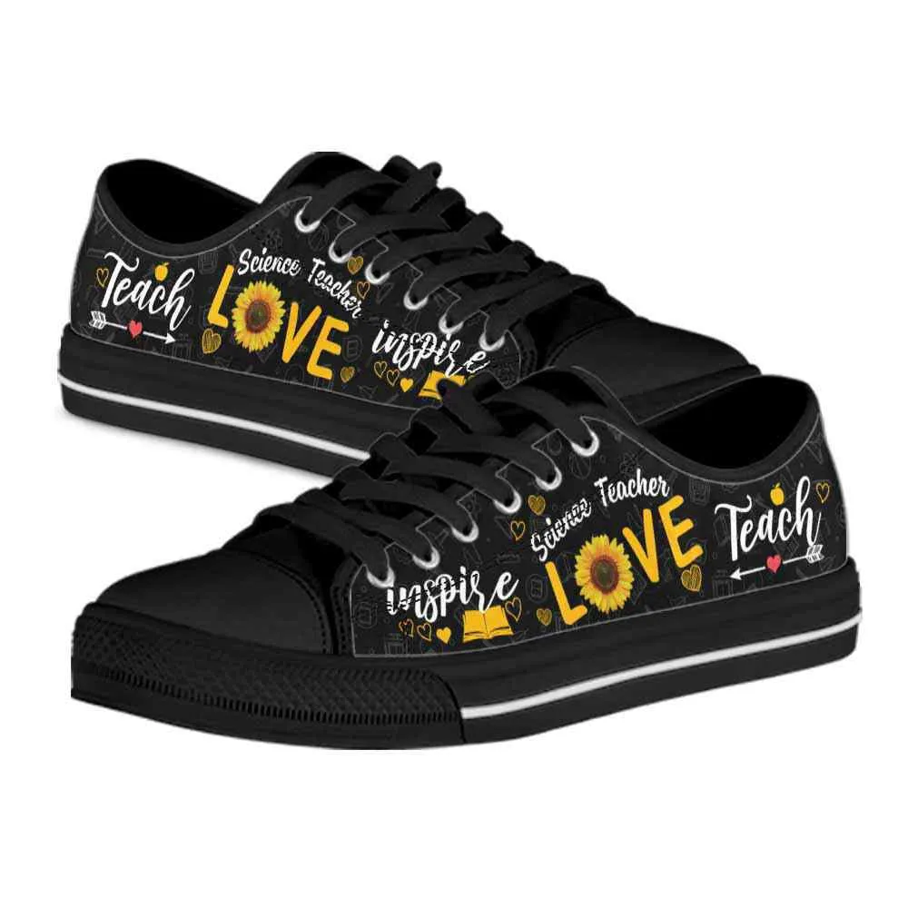 Science Teacher Sunflower Teach Love Inspire Low Top Shoes, Teacher Shoes, Low Top Sneakers